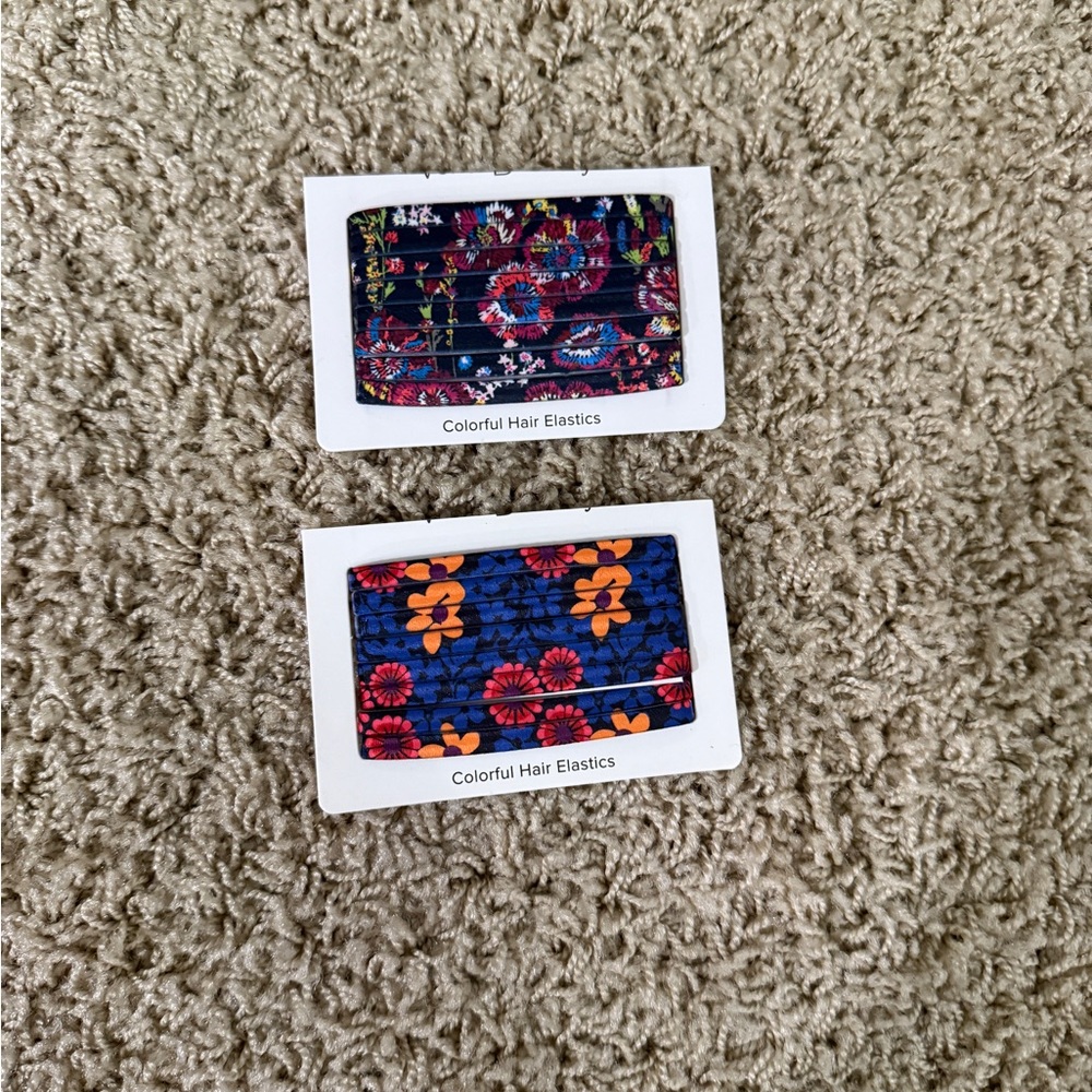 Vera Bradley Colorful Hair Elastics - Blue and Red Floral
